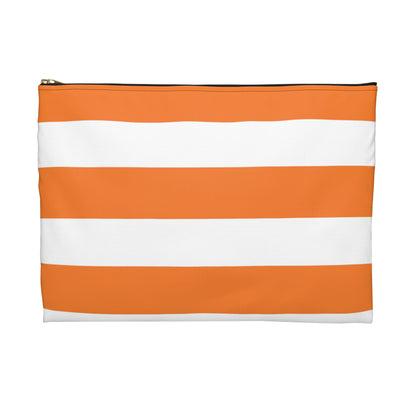 Flat Zipper Pouch - Orange/White Stripes