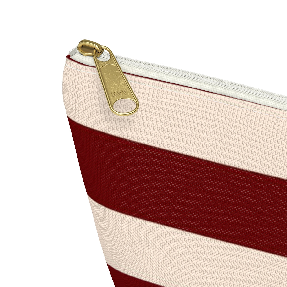 Big Bottom Zipper Pouch - Berry/Cream Stripes