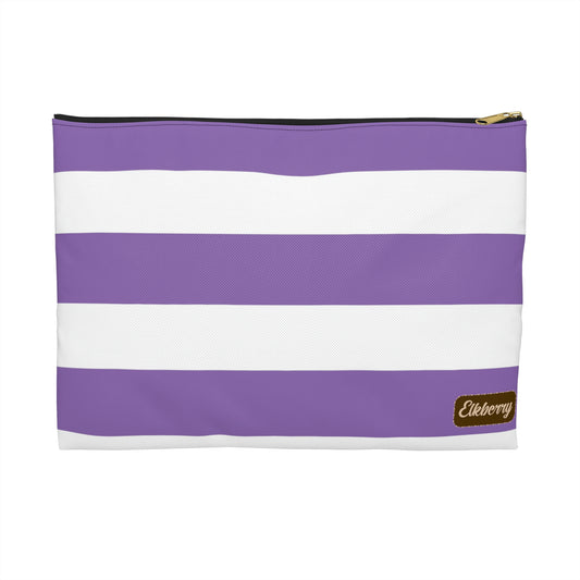Flat Zipper Pouch - Lilac/White Stripes