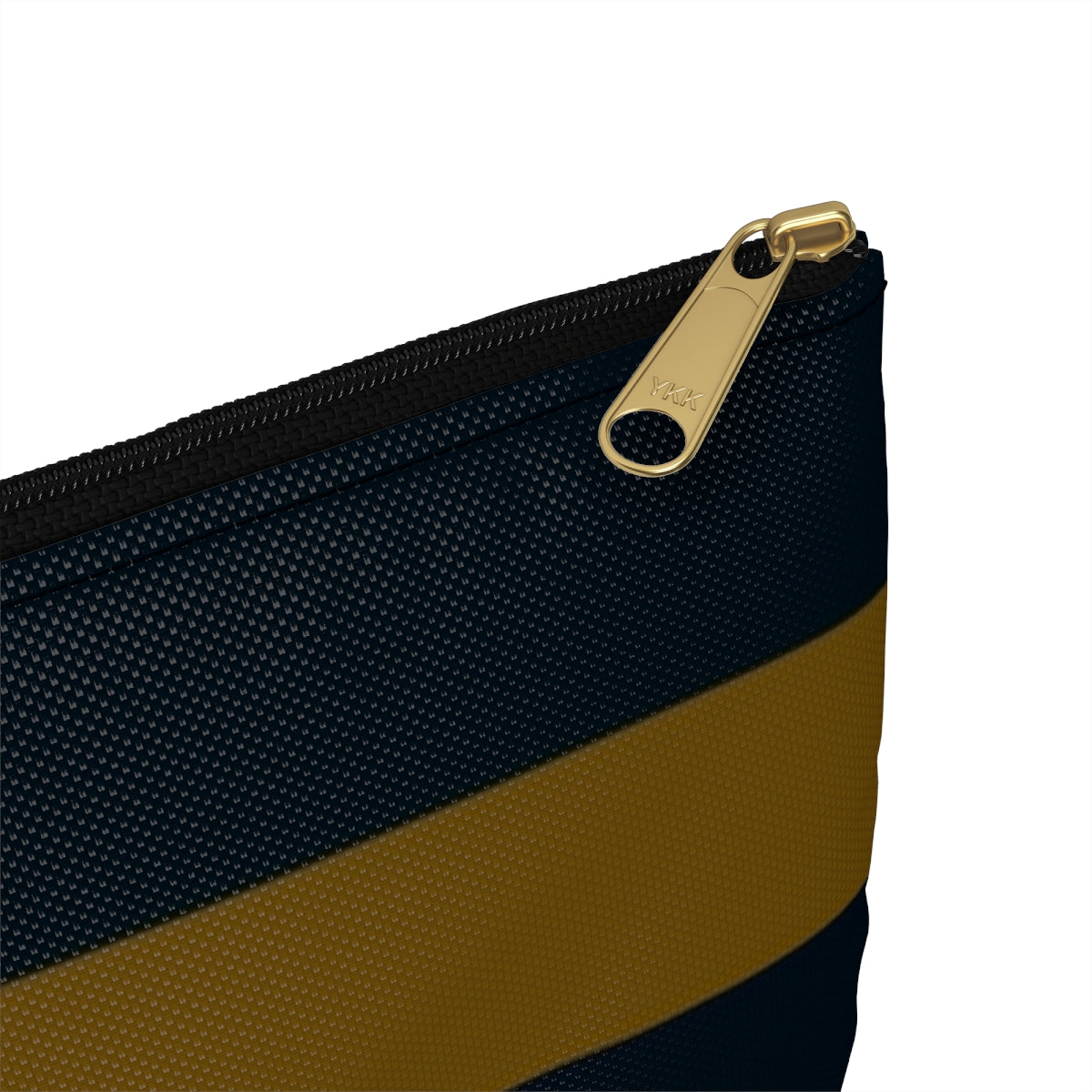 Flat Zipper Pouch - Mustard/Navy Stripes