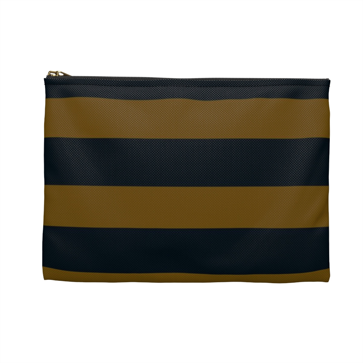 Flat Zipper Pouch - Mustard/Navy Stripes