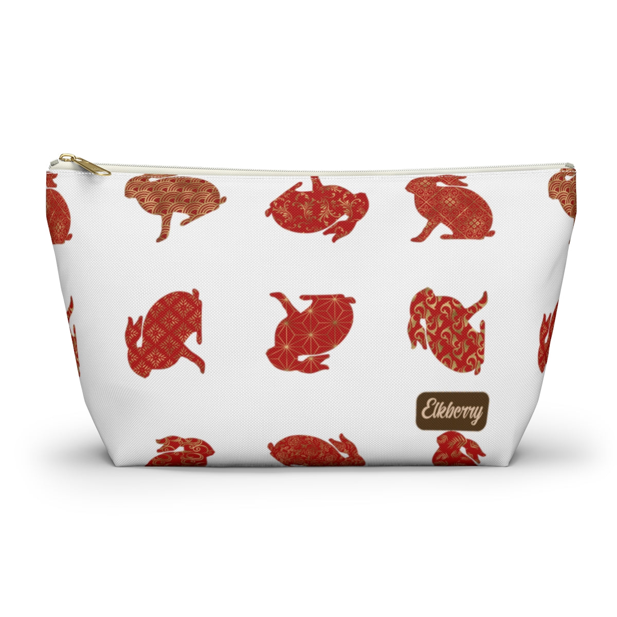 Big Bottom Zipper Pouch - Rabbit Silhouette