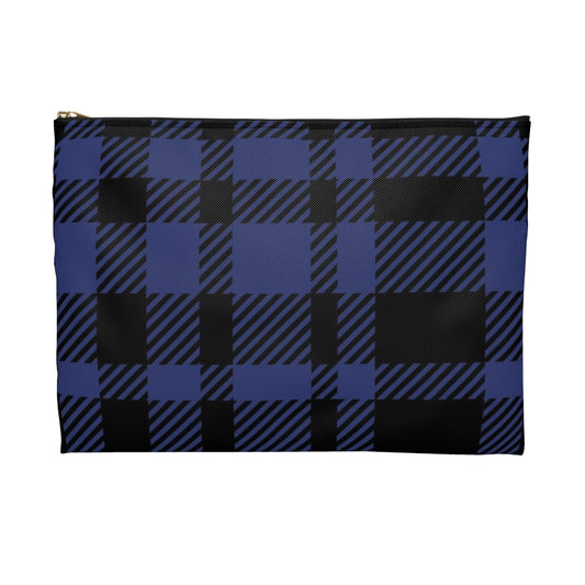 Flat Zipper Pouch - Blue Buffalo Check, Blue Plaid