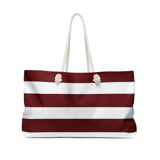 Weekender Tote Bag - Berry/White Stripes