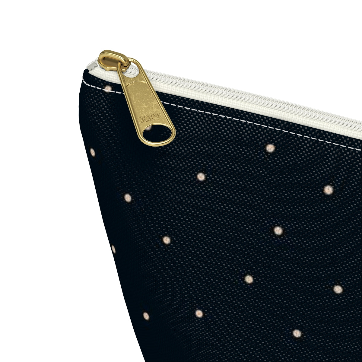 Big Bottom Zipper Pouch - Dots on Navy