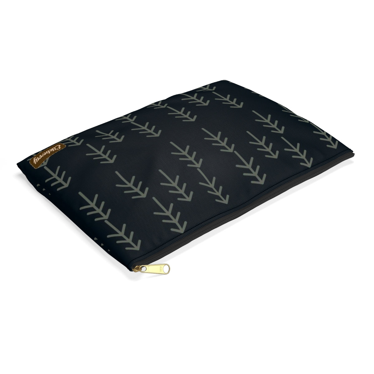 Flat Zipper Pouch - Stick Trees in Navy