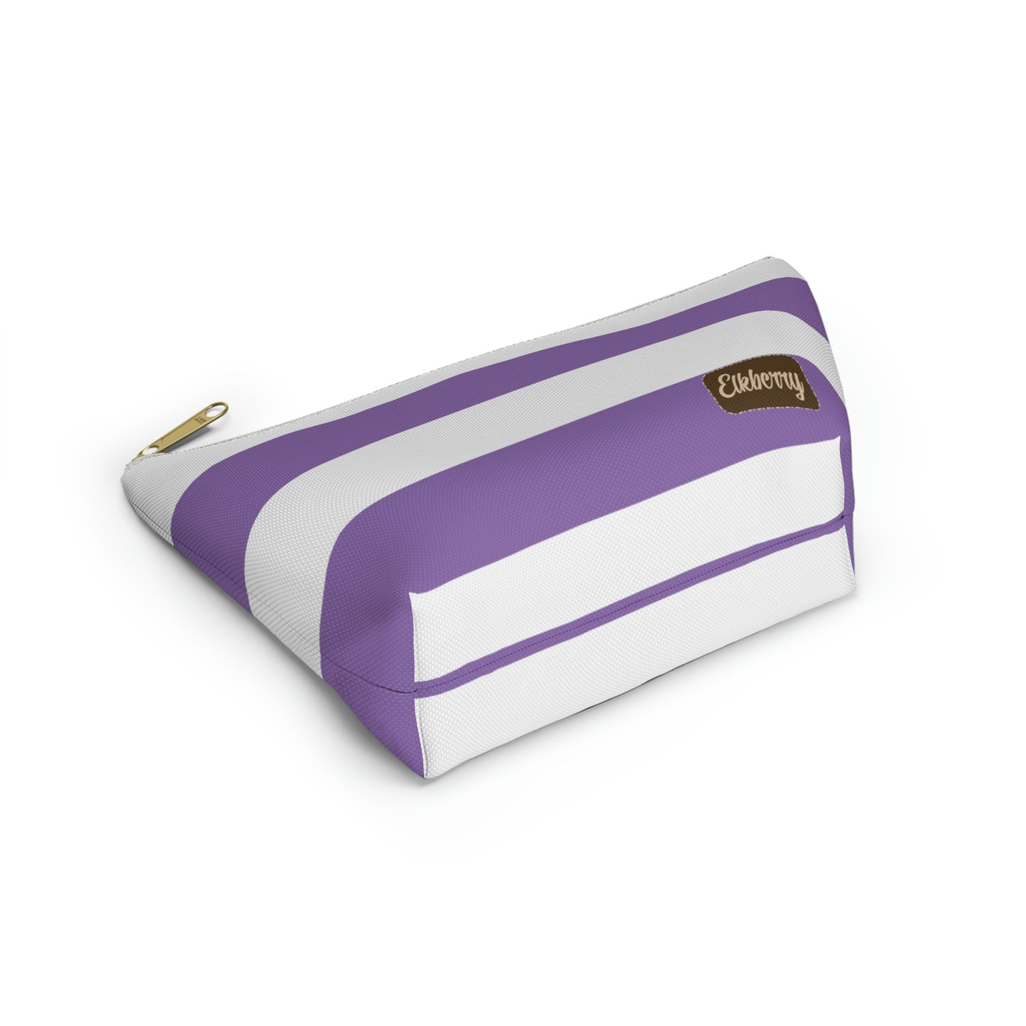 Big Bottom Zipper Pouch - Lilac/White Stripes