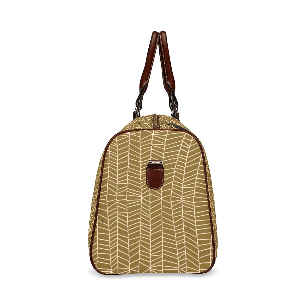 Herringbone - Mustard Waterproof Travel Bag (Small)
