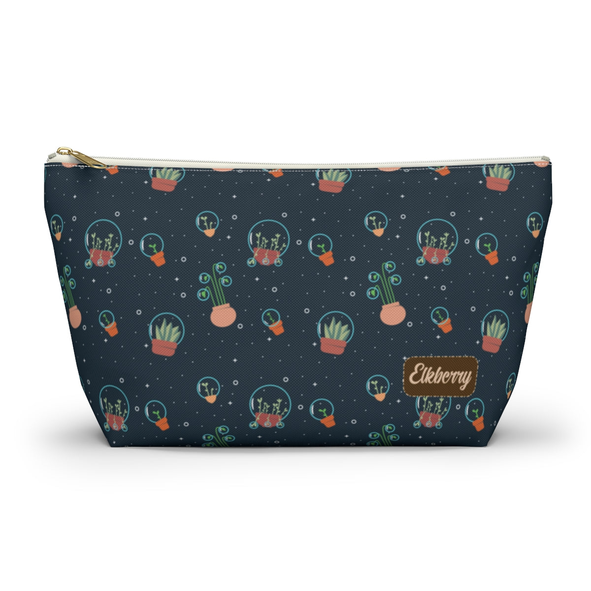 Big Bottom Zipper Pouch - Space Garden