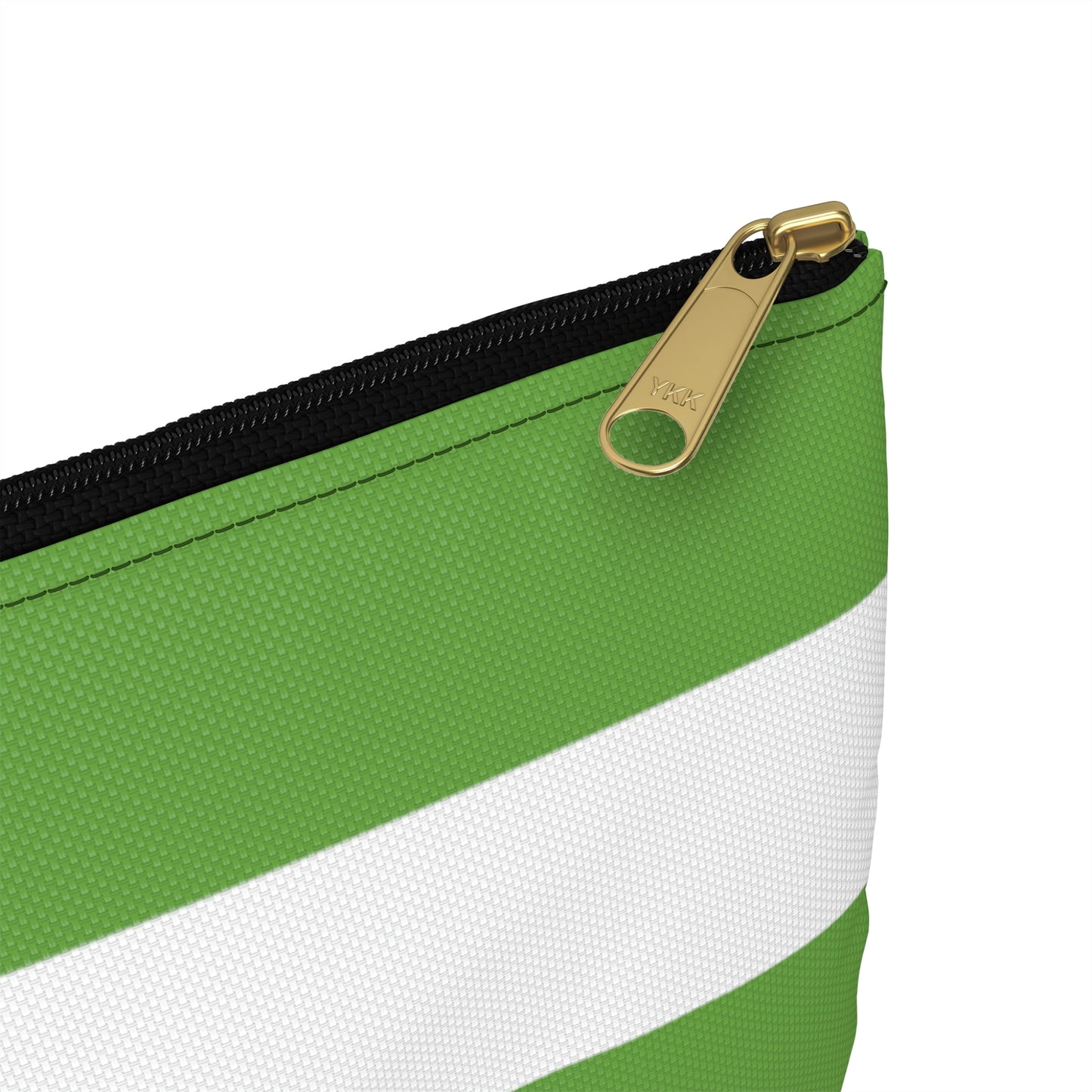 Flat Zipper Pouch - Lime Green/White Stripes