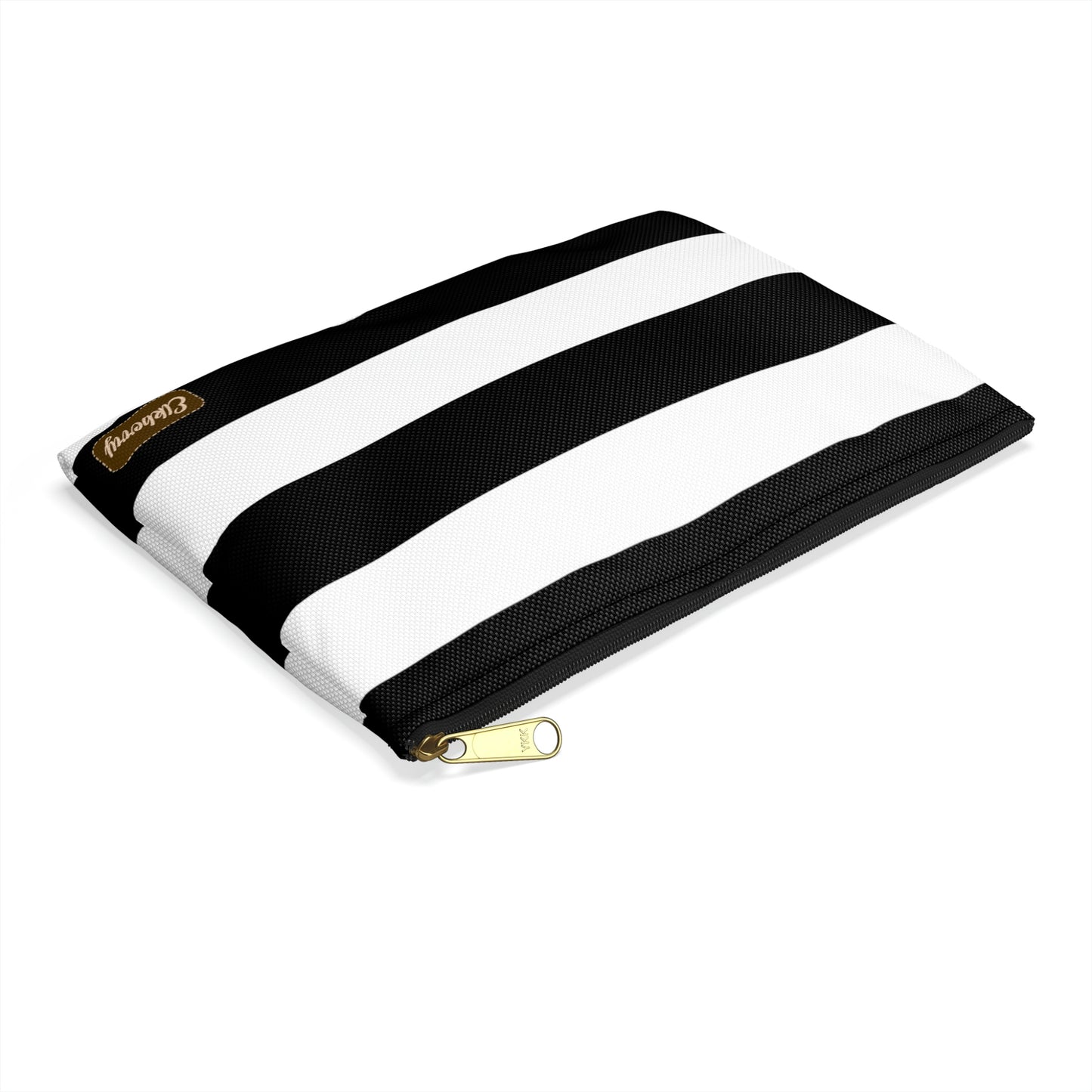 Flat Zipper Pouch - Black/White Stripes