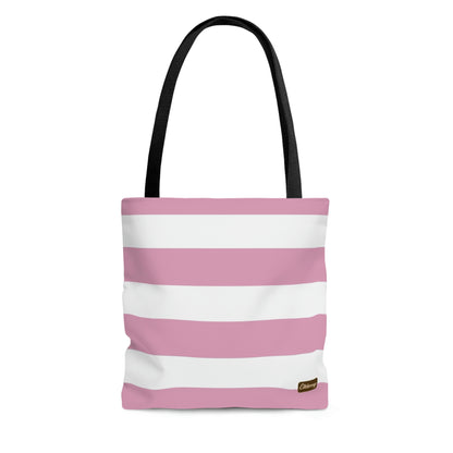 Lightweight Tote Bag - Baby Pink/White Stripes