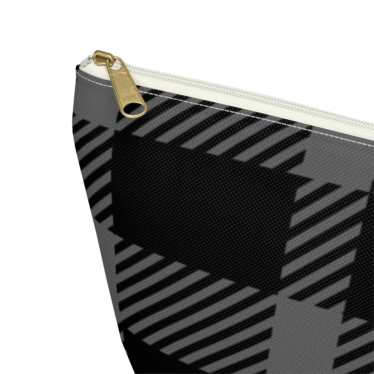 Big Bottom Zipper Pouch - Gray Buffalo Check, Gray Plaid