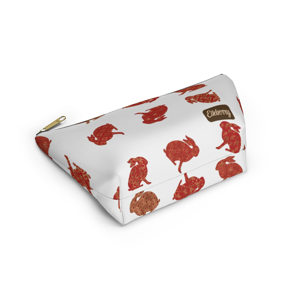 Big Bottom Zipper Pouch - Rabbit Silhouette