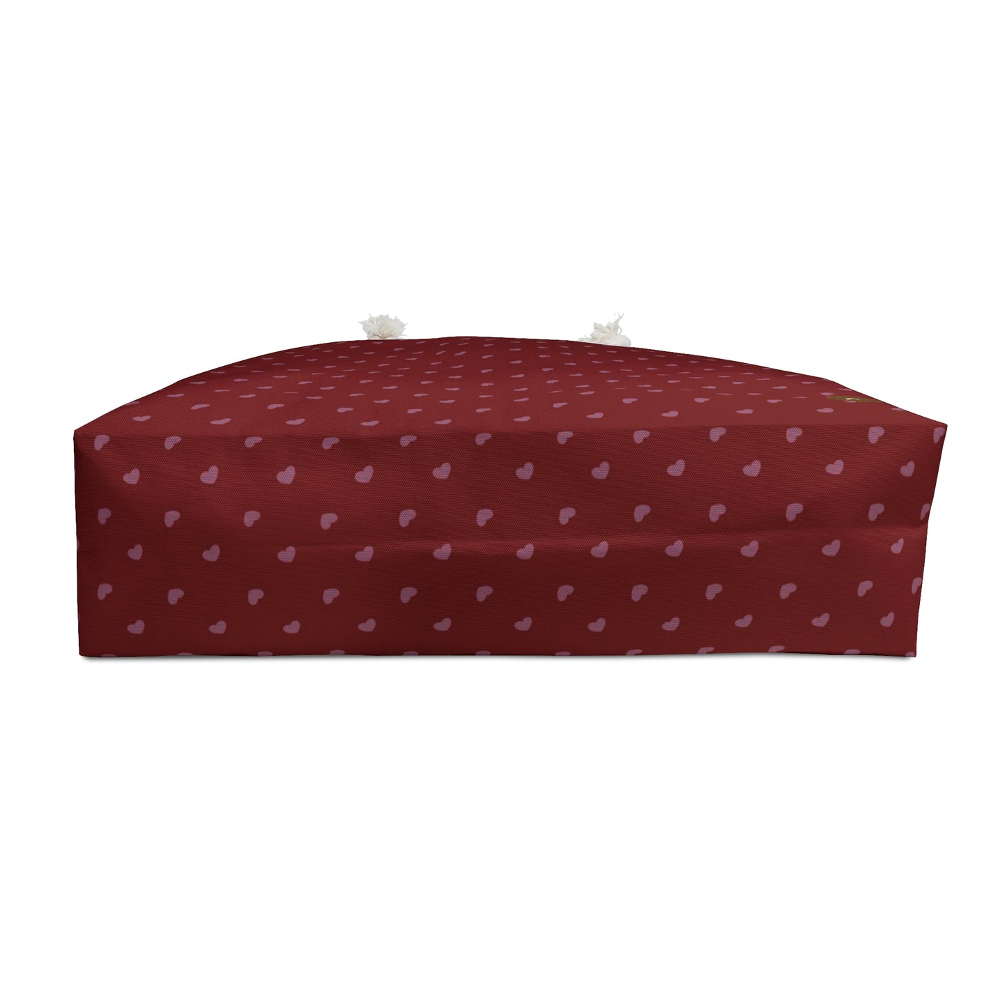 Weekender Tote Bag - Pink Hearts on Red