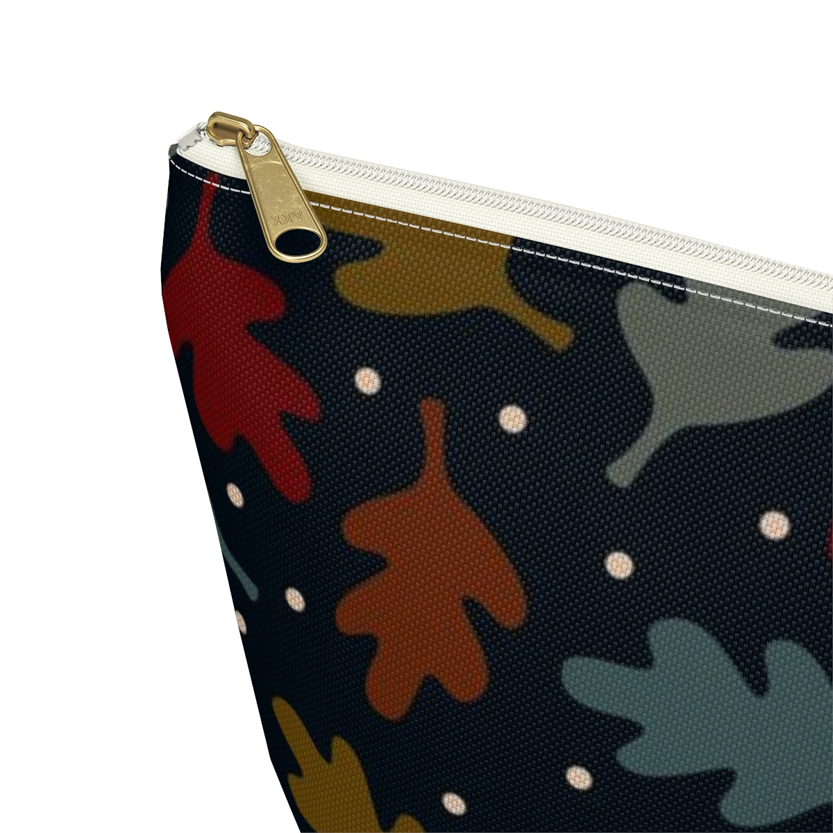 Big Bottom Zipper Pouch - Fall Leaves on Navy