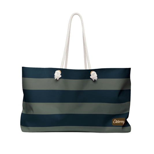 Weekender Tote Bag - Sage/Navy Stripes