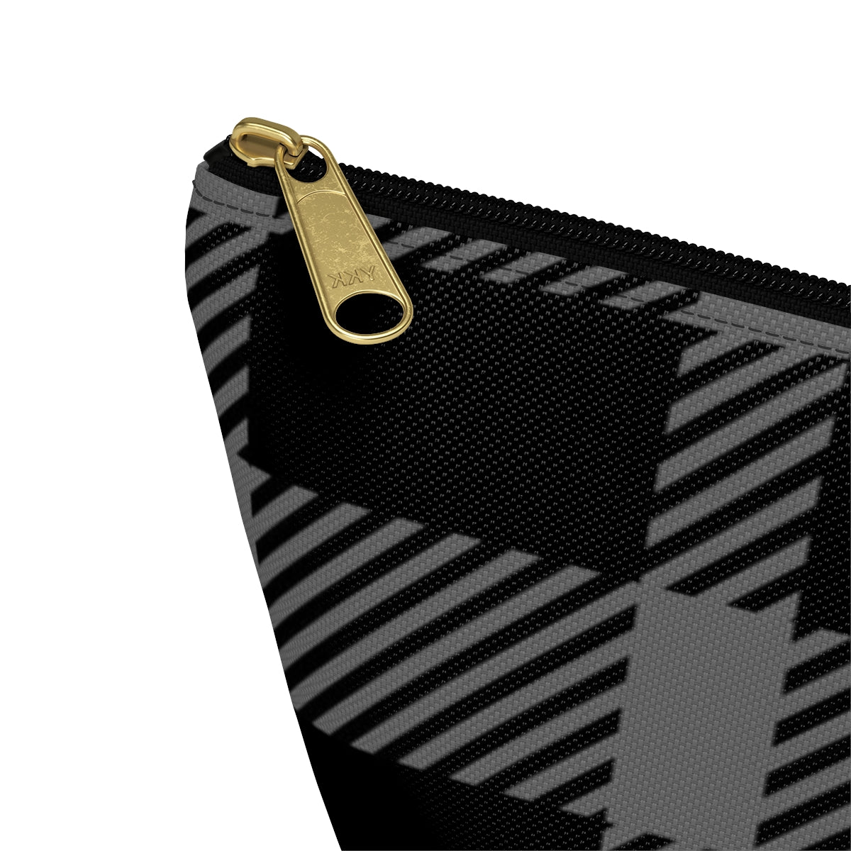 Big Bottom Zipper Pouch - Gray Buffalo Check, Gray Plaid