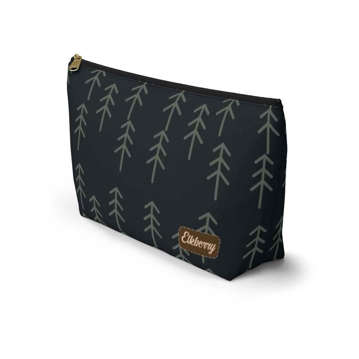 Big Bottom Zipper Pouch - Stick Trees in Navy