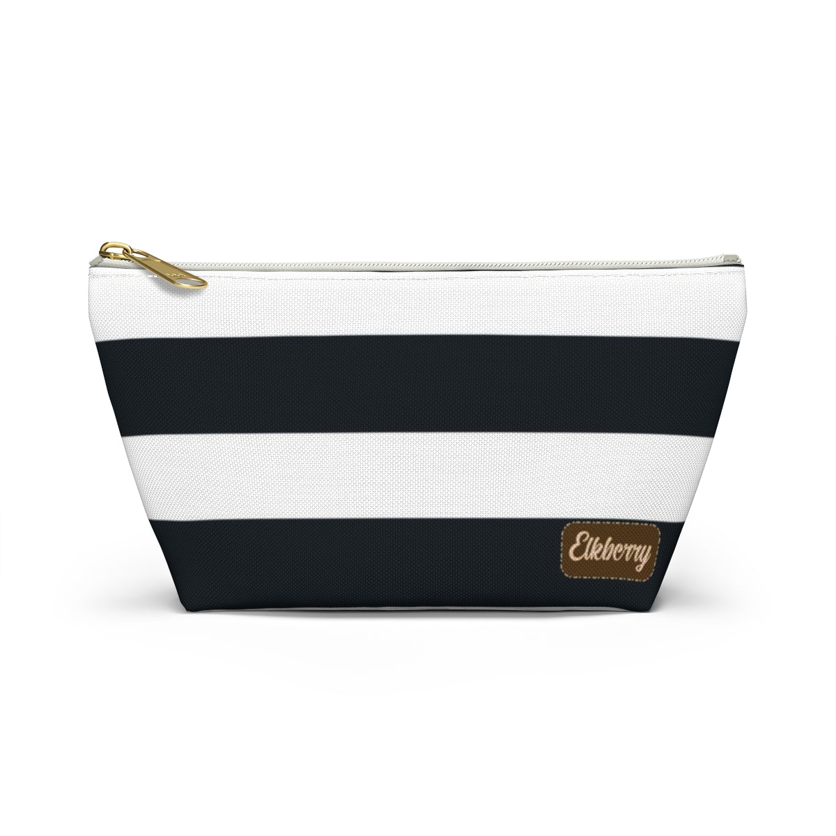 Big Bottom Zipper Pouch - Navy/White Stripes
