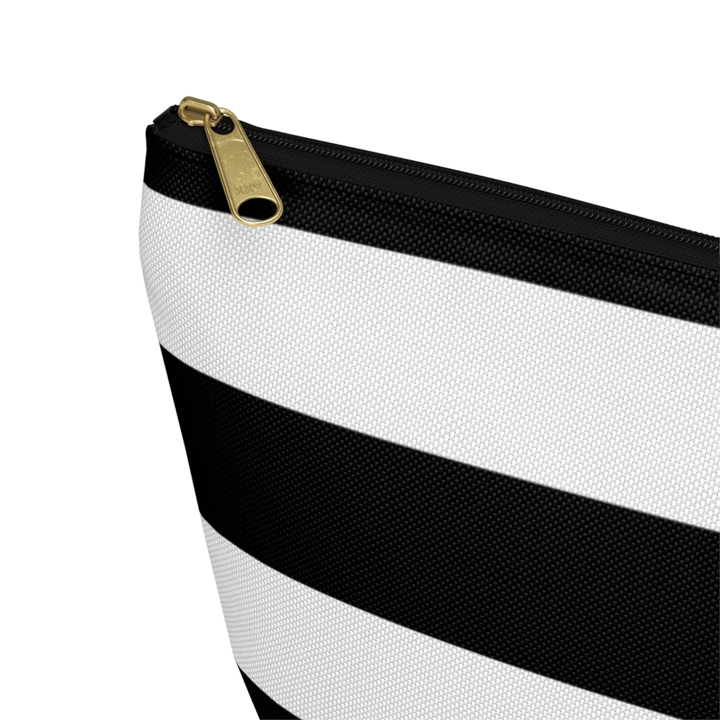 Big Bottom Zipper Pouch - Black/White Stripes