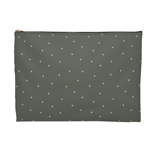 Flat Zipper Pouch - Dots on Sage