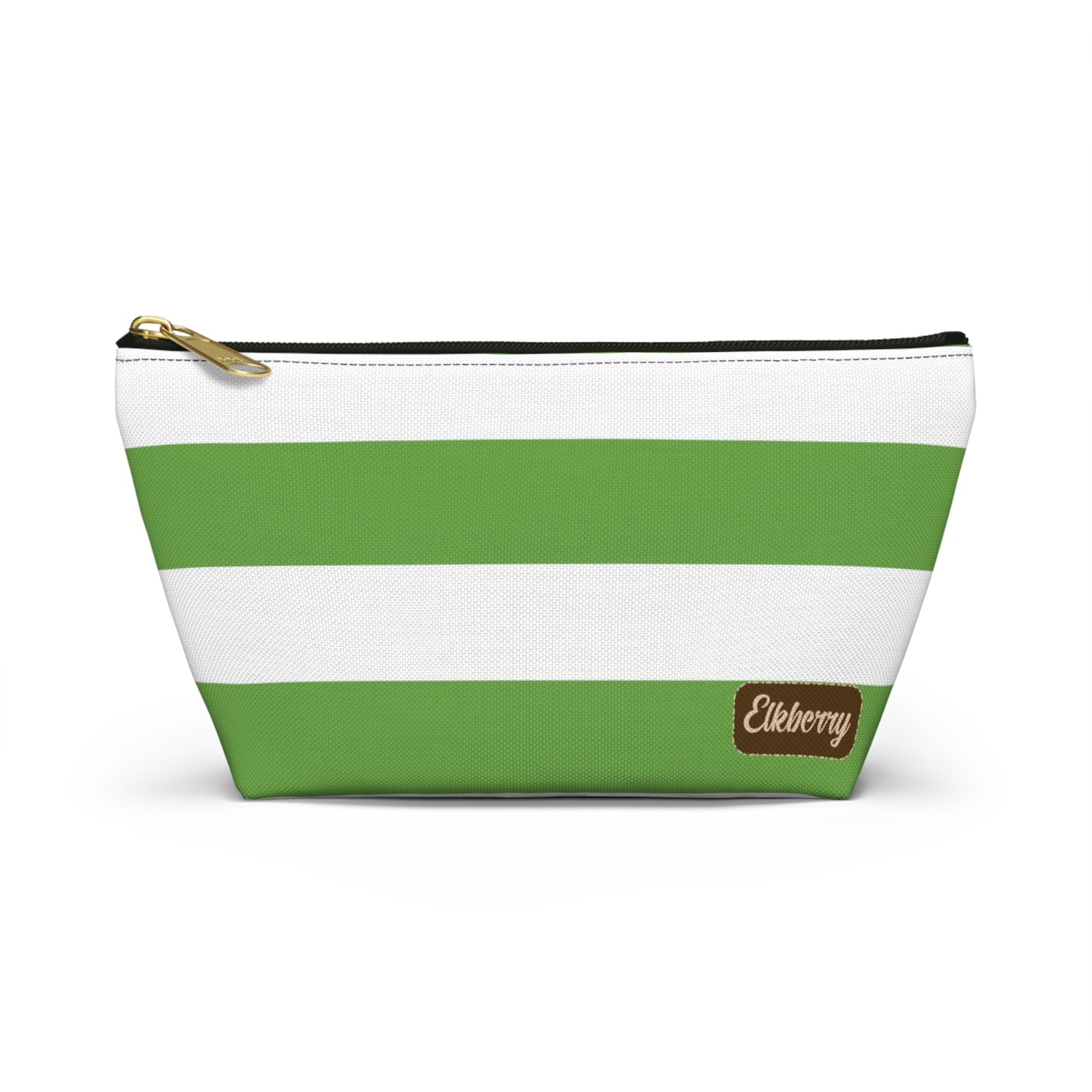 Big Bottom Zipper Pouch - Lime Green/White Stripes