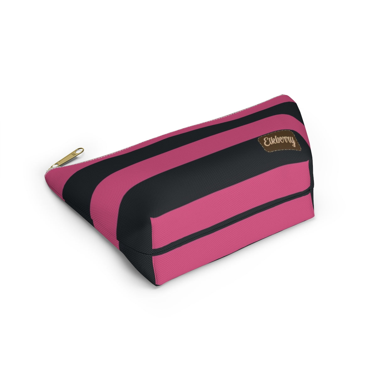 Big Bottom Zipper Pouch - Hot Pink/Navy Stripes