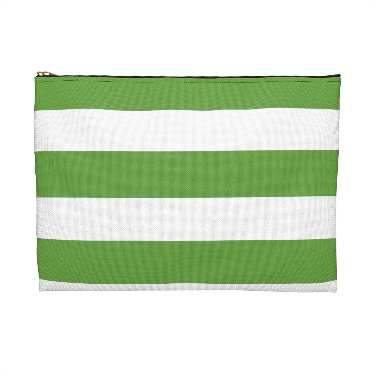 Flat Zipper Pouch - Lime Green/White Stripes