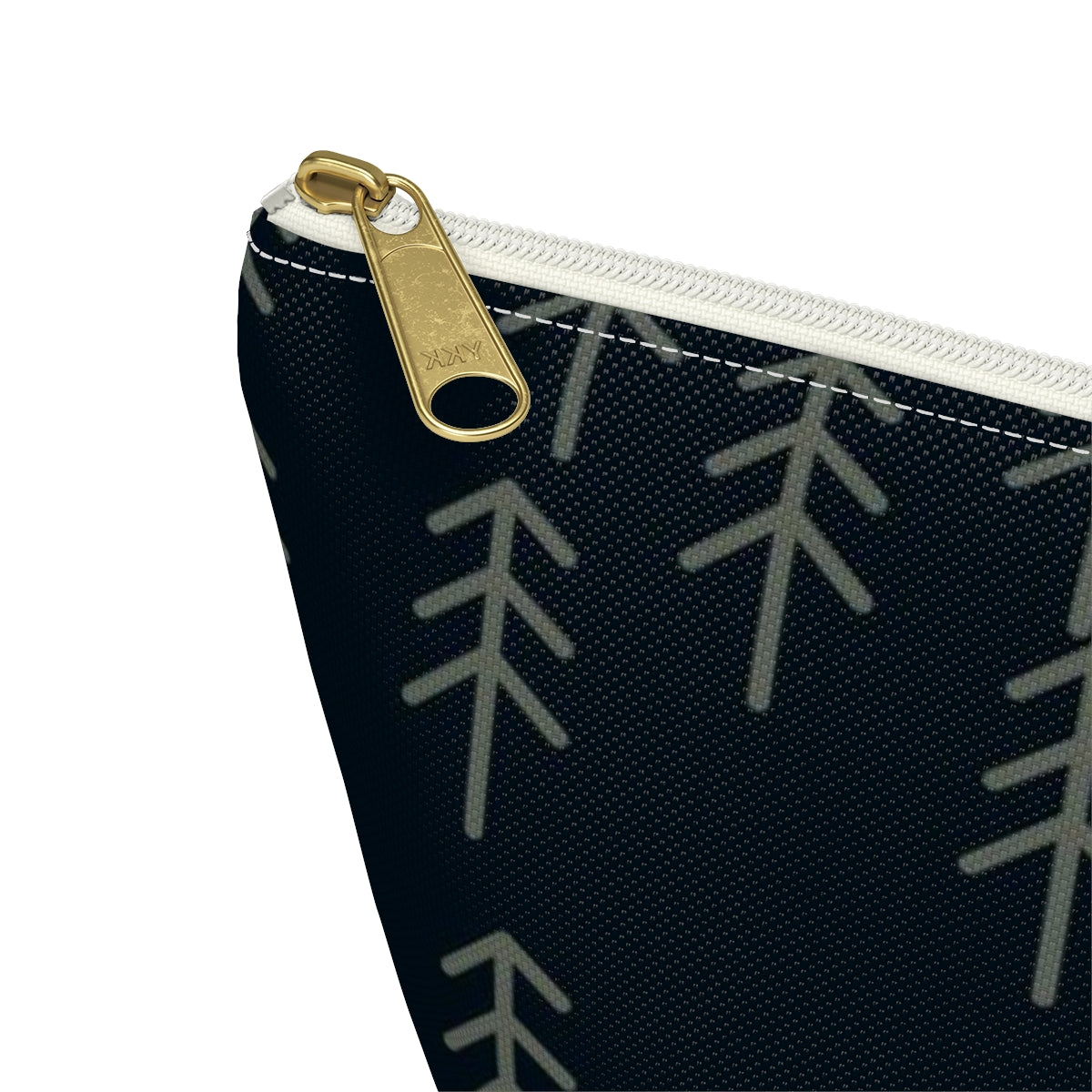 Big Bottom Zipper Pouch - Stick Trees in Navy