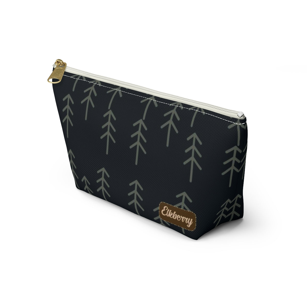 Big Bottom Zipper Pouch - Stick Trees in Navy