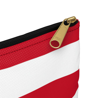 Flat Zipper Pouch - Red/White Stripes