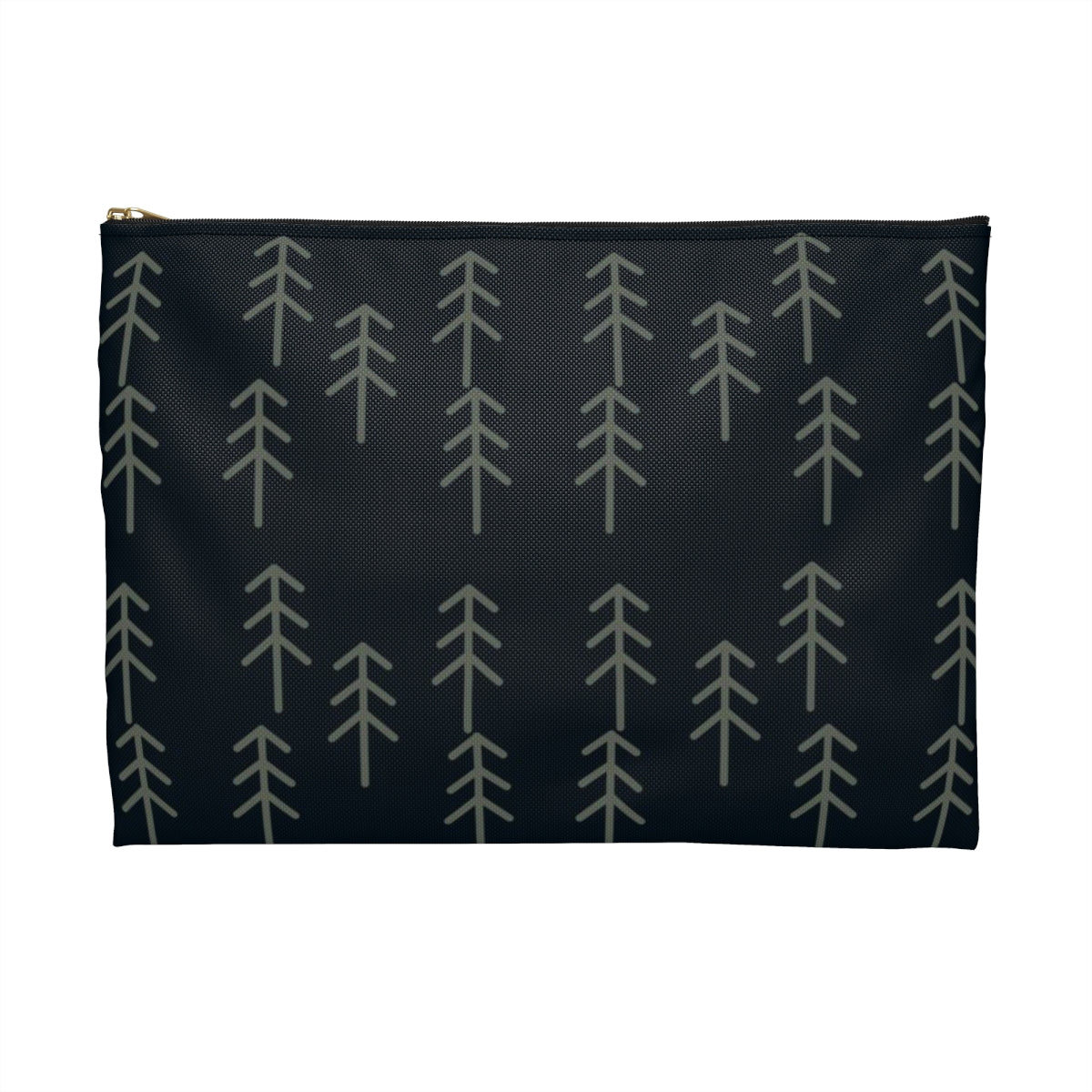 Flat Zipper Pouch - Stick Trees in Navy