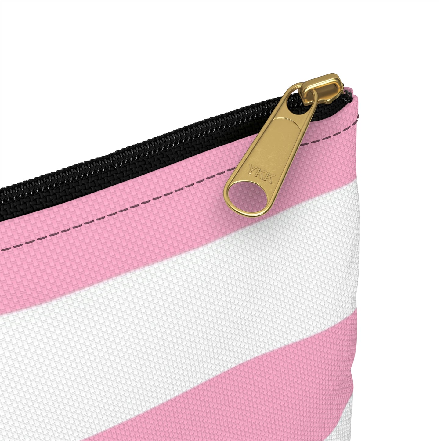 Flat Zipper Pouch - Baby Pink/White Stripes