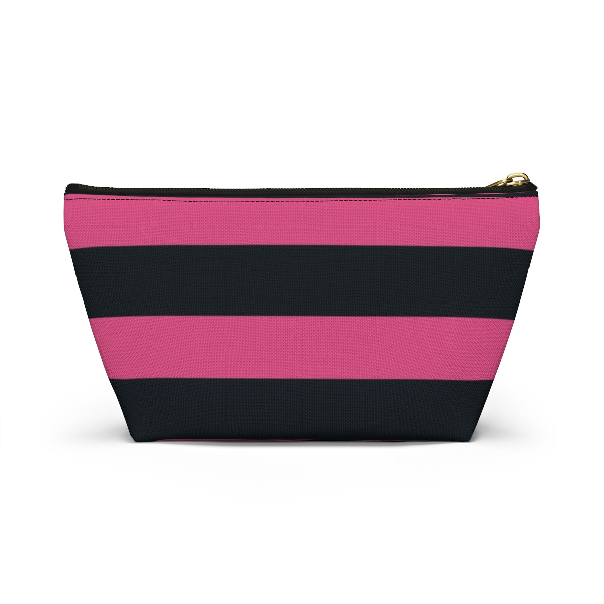 Big Bottom Zipper Pouch - Hot Pink/Navy Stripes