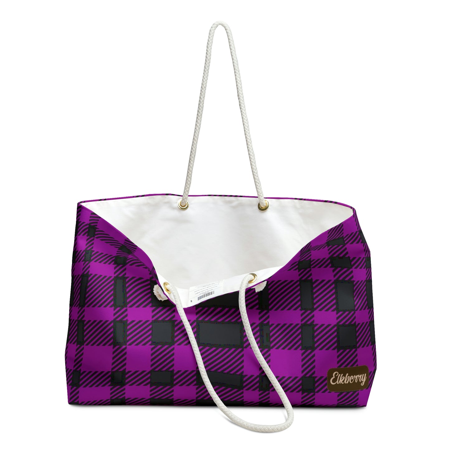 Weekender Tote Bag - Pink Buffalo Check, Pink Plaid