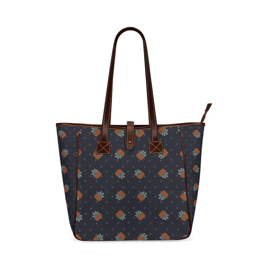 Little Plants - Navy Classic Tote Handbag