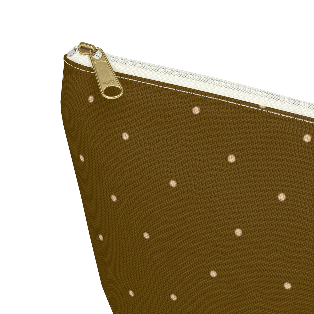 Big Bottom Zipper Pouch - Dots on Mustard