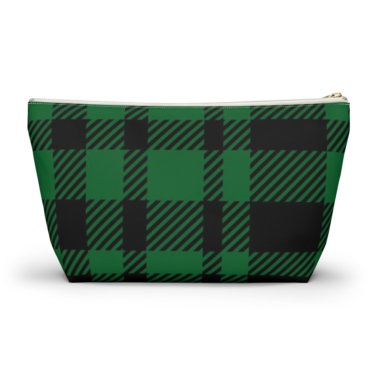 Big Bottom Zipper Pouch - Green Buffalo Check, Green Plaid