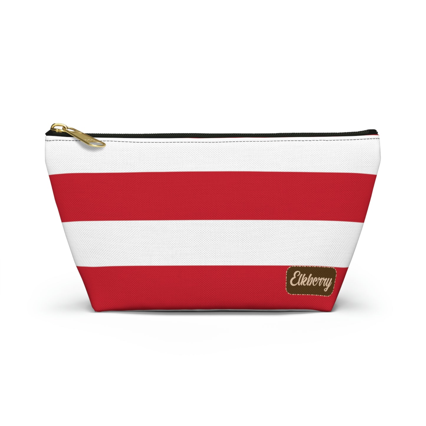 Big Bottom Zipper Pouch - Red/White Stripes