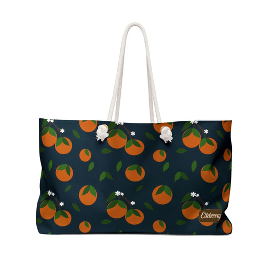 Weekender Tote Bag - Oranges on Navy