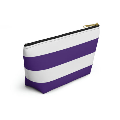Big Bottom Zipper Pouch - Purple/White Stripes