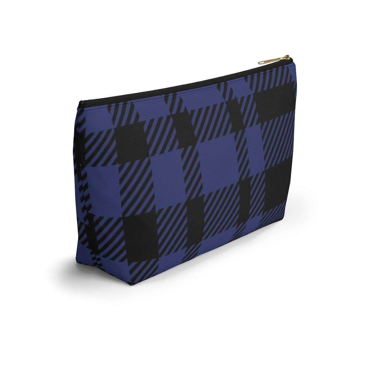 Big Bottom Zipper Pouch - Blue Buffalo Check, Blue Plaid