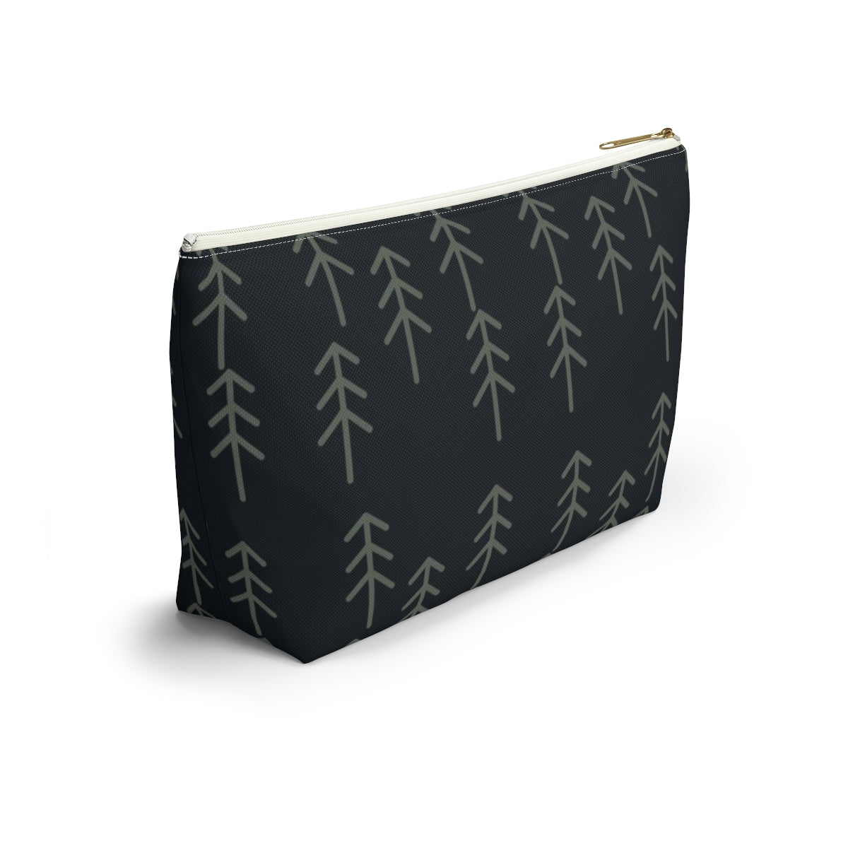 Big Bottom Zipper Pouch - Stick Trees in Navy