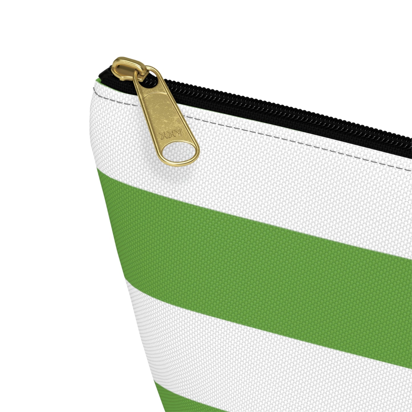 Big Bottom Zipper Pouch - Lime Green/White Stripes