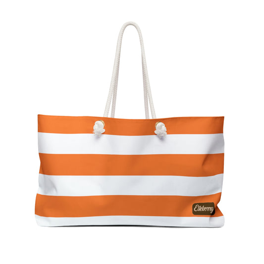 Weekender Tote Bag - Orange/White Stripes