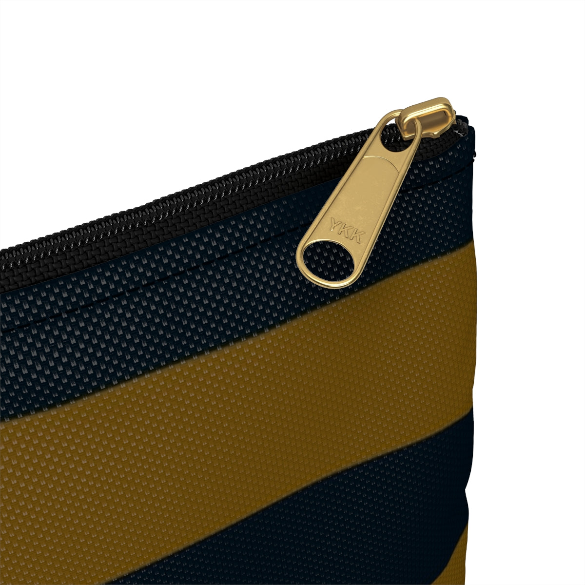 Flat Zipper Pouch - Mustard/Navy Stripes