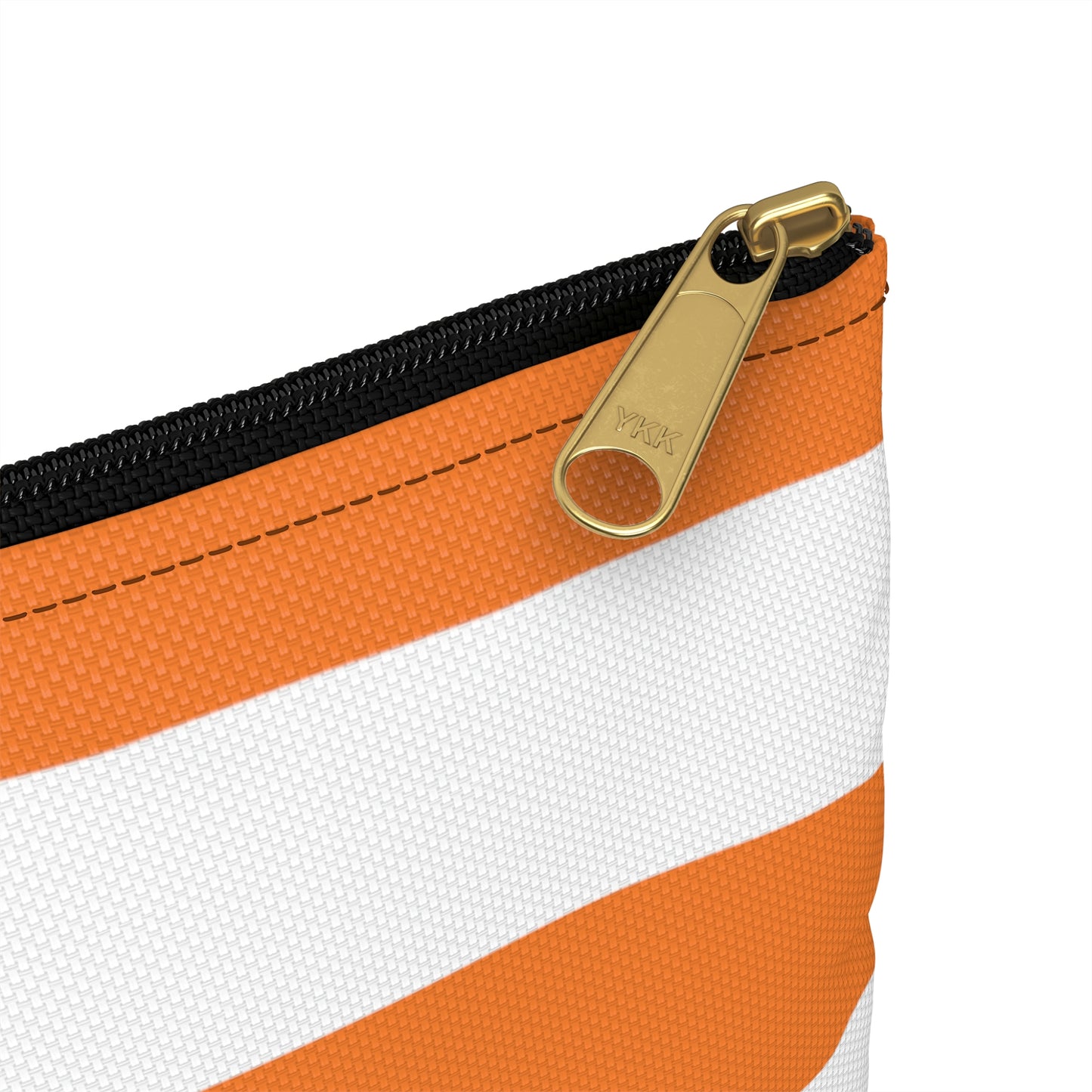 Flat Zipper Pouch - Orange/White Stripes