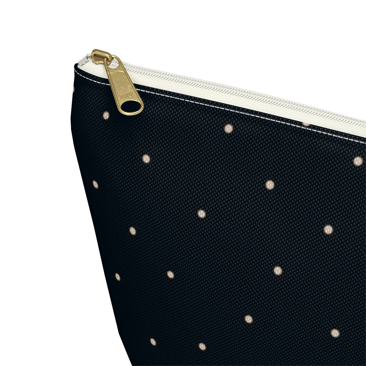 Big Bottom Zipper Pouch - Dots on Navy