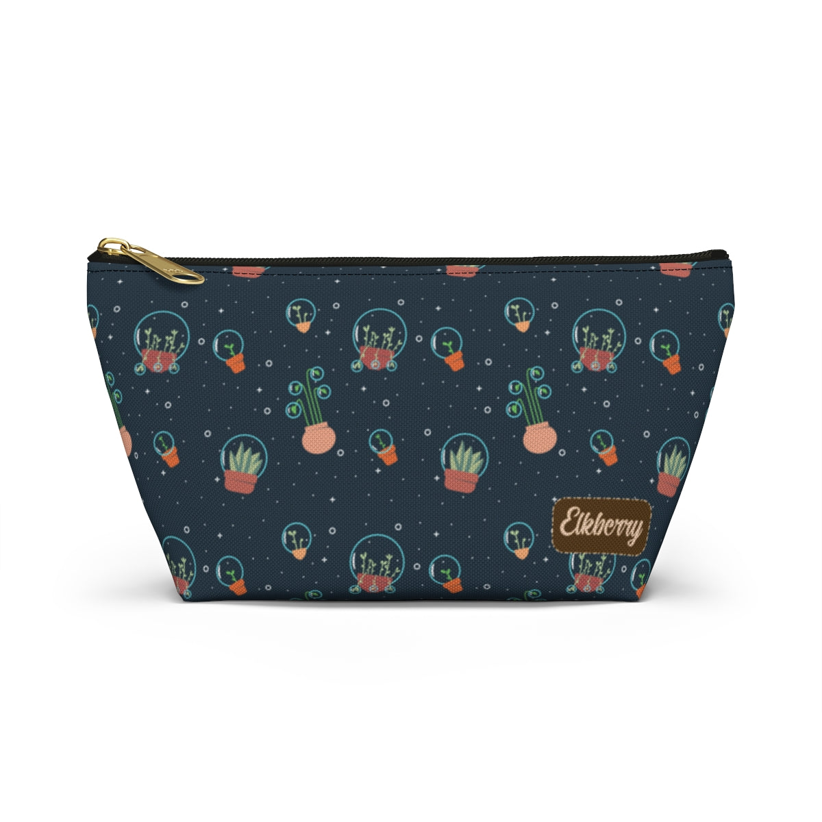 Big Bottom Zipper Pouch - Space Garden